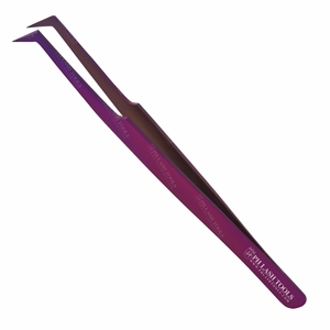 Purple Str L-Type Eyelash Extension Tweezer Private Label, Stainless Steel Eyelash Extension Str L-Type Tweezer in Purple Color - Product Image 2