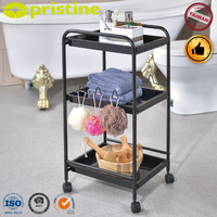 Qualität OEM eBay Organizer Fabrik Hersteller Home Storage 3 TIER Metall korb pp Tablett Bad Rolling Utility Tool Cart