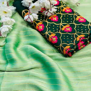 Nouveaux derniers vêtements décontractés mousse mousseline de soie Saree avec chemisier pièce femmes indiennes portent Sari bas prix en gros Surat Apparelgarment - Product Image 1