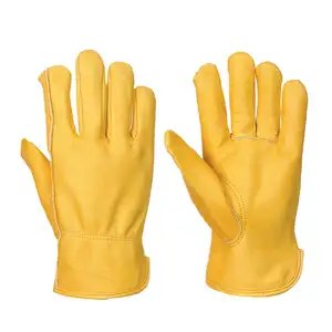 Sarung tangan berkendara profesional pria, sarung tangan kulit sapi bersertifikasi ISO dan CE, sarung tangan keamanan industri dan berkebun Rumah Tangga