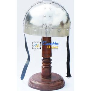 Casque de Viking nasal normand en acier médiéval avec doublure et support en bois Costume historique Casque en métal de reproduction médiévale - Product Image 3