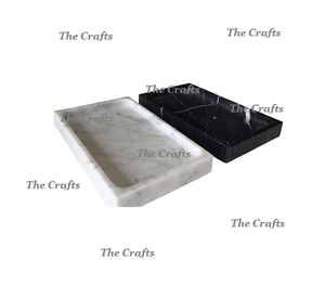 Plateau de service de couleur blanche et noire de qualité exclusive pour les plateaux décoratifs en marbre de restaurant et d'hôtel en Inde - Product Image 1