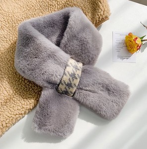 2022 China Factory Direct Supply <b>Faux</b> <b>Fur</b> Houndstooth <b>Fur</b> Cashmere Neck Warmer <b>Scarf</b> for Winter - Product Image 6