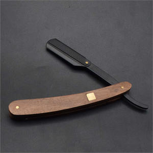 Maquinilla de afeitar recta para peluquero, color Natural, marca privada, madera y acero inoxidable - Product Image 2