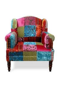 Sillón Maharaja de Terciopelo de Rayón con Diseño Patchwork para Sala de Estar, Decoración del Hogar - Product Image 2