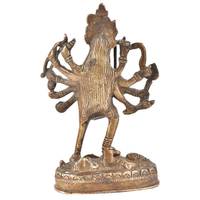 Statue de la déesse Kali Maha Kali en laiton doré, sculptée à la main, pièce décorative contemporaine, cadeau pour les festivals hindous