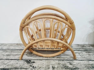 Hot Selling Vintage Wicker Rattan Magazine - Rack Bamboo Record and Book Holder Boho Decor - Product Image 6