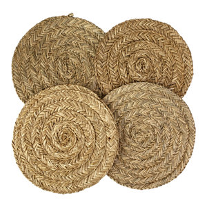 Retro Vintage Color Handmade <b>Round</b> Woven <b>Placemat</b> Seagrass Color-block Jute <b>Placemat</b> <b>Round</b> - Product Image 6