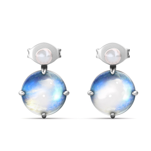 Joyería Boho Vintage 2021, Pendientes de Plata con Piedras Preciosas de Luna Mágica Coloridas y Perlas Colgantes para Mujer, <span class=keywords><strong>Destiny</strong></span> Jeweller - Product Image 1