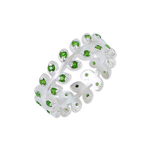 925 Sterling Silver Green Chrome Diopside Gemstone <b>Leaf</b> Design <b>Light</b> Weight Statement Ring Best Selling Bands Jewelry Wholesale - Product Image 1