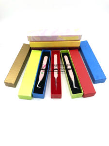 ที่หนีบขนตาปลอมเคลือบผงพีชแบบใหม่แหนบต่อขนตาทำจากสเตนเลสปลายเงินอุปกรณ์ความงาม - Product Image 5