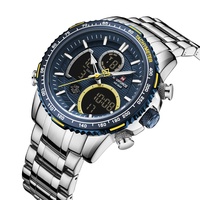 Montre pour homme NAVIFORCE, double affichage, bleu, chronographe sport, montre-bracelet à quartz, date, horloge masculine, Relogio Masculino NF9182