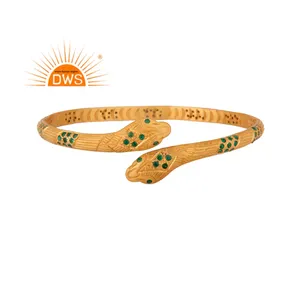 Braccialetto di Design a forma di serpente con gemme di smeraldo naturale in argento Sterling di migliore qualità per produttore di gioielli da donna