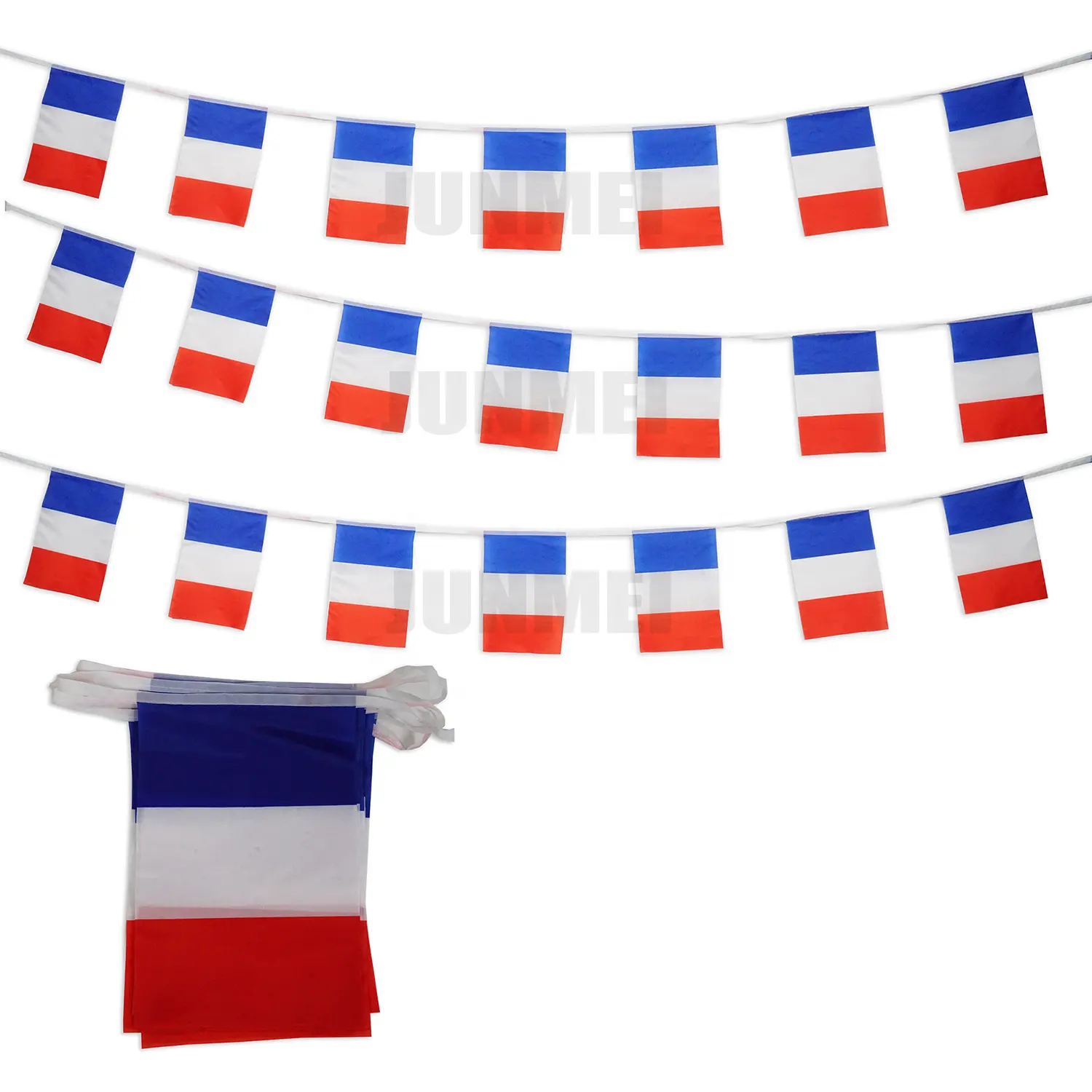 Оптовая продажа, французские флаги, баннер, украшение для мероприятий, квадратный Вымпел, 26 футов, французские гирлянды