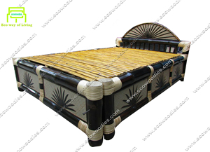 Cama Doble de Bambú Ligera, Ecológica y Duradera, Reutilizable, Muebles para Dormitorio de Apartamento, Cama No Plegable para Sala de Estar Interior - Product Image 5