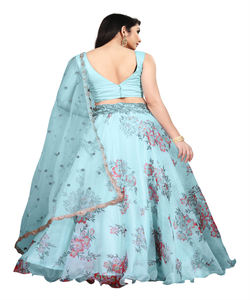 Fancy Organza Silk Floral Printed Lehenga Choli con Dupatta Party Wear Mejor precio Mercado textil Surat Textilr Market Étnico - Product Image 3