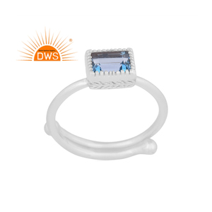 925เงินแท้ธรรมชาติลอนดอนอัญมณีสีฟ้าบุษราคัมแหวนวางซ้อนกันได้ - Product Image 1