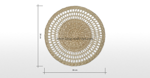 Set Set de table rond jonc de mer rustique fait à la main sous-verre Boho rotin chargeur assiettes Vietnam Vintage Table à manger tapis fête mariage - Product Image 6