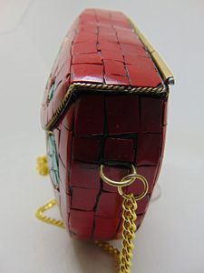 <b>Wedding</b> Evening <b>Clutch</b> Women's Bag 2022 Hot Sale Red Color Hamsa Popular Party Light Handbag Handmade Fashionable Style Metal - Product Image 3