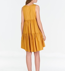 Vestido Mini Exclusivo de Verano para Mujer, 100% Lino Crepé, Cuello Redondo, Formal, Sin Mangas, Sólido, Sexy, Transpirable, Cintura Natural - Product Image 4