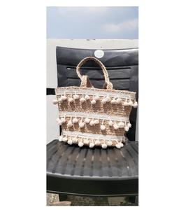 De playa hecho a mano yute bolso con borla y borla de la India para las mujeres de moda y accesorios gfb101021 - Product Image 1