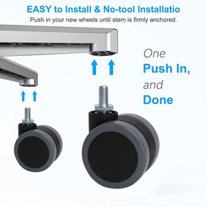 50mm langlebiges graues <span class=keywords><strong>Nylon</strong></span>-Kugellager rad Schwarzer Kern Schwenkbarer Gewindes tiel Statische Doppelrad-Möbel-Lenkräder - Product Image 4