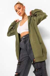 เสื้อมีฮู้ดมีซิปแฟชั่นสำหรับผู้หญิง, เสื้อกันหนาวถักแบบมีฮู้ดสำหรับผู้ชายทรงโอเวอร์ไซส์ - Product Image 4