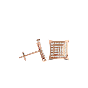 ต่างหูเพชรแท้ทรงกลม 10K ทองคำ 0.50 TCW |   GH คัลเลอร์ ไอ คลาริตี้ สแควร์ ฮาโล ดีไซน์ |   ของขวัญเครื่องประดับหรูหราสำหรับผู้หญิง - Product Image 5