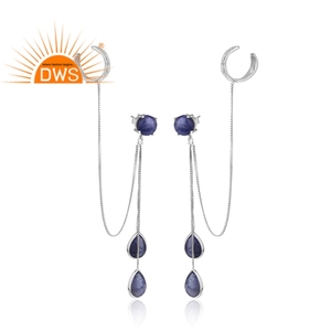 925 Sterling Silver Natural Tanzanite Gemstone Ear <b>Cuff</b> <b>Earring</b> Jewelry For Women Gift For Her - Product Image 3