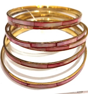 Wholesale Shell <b>Bangles</b> Bracelets Gift Sets Copper Brass Alloy with Pearl Diamond Stones <b>Glass</b> Crafts Holiday Home Decoration - Product Image 1