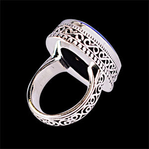 Victorian Charm Design Hand Carved Gemstone <b>Lapis</b> <b>Lazuli</b> Cocktail <b>Ring</b> Vintage Jewelry S925 Sterling Silver Top Quality Luxury - Product Image 4