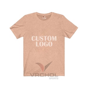 Camiseta con logotipo personalizado y diseño de cuello redondo, Camiseta ajustada de manga corta con bordado en tela de Jersey de estilo informal - Product Image 1