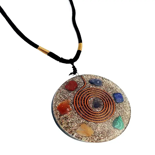 Orgonita-Colgante de piedras preciosas de chacra mezcladas para la curación del cuerpo, equilibrio, protección física, meditación