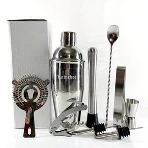 Factory Customize 9pcs <b>Home</b> <b>Bar</b> Food Grade SS304 Stainless Steel Mixology <b>Bar</b> Tools Bartender Kit <b>Cocktail</b> Shaker Kit - Product Image 6