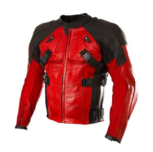 Chaqueta de cuero para hombre, estilo de personaje de película, para carreras de Moto, ropa de cuero para montar en bicicleta