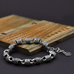 Taiwan Men's <b>Sterling</b> <b>Silver</b> <b>Beaded</b> <b>Bracelets</b> with Zircon Trendy Gift Jewelry - Product Image 4