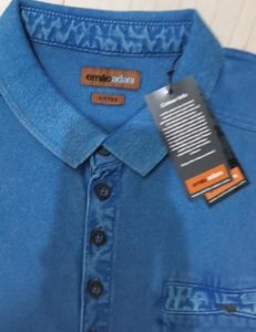 Men's Comfortable <b>Half</b> Sleeve 100% Cotton for Polo T-<b>Shirt</b> <b>Button</b> <b>Shirt</b> in Solid Blue for Summer - Product Image 2