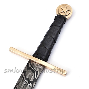 Espada de Caza de Acero de Damasco Chapada en Oro de Doble Filo, de Lujo y Hermosa, con Funda Blindada, Lista para el Combate (Smk1954) - Product Image 2