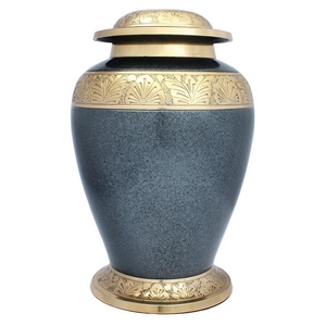 Wholesale Metal Cremation <b>Urns</b> <b>for</b> Human <b>Ashes</b> & Pets Grey & Polished Brass Finish American Style by Axiom Home Accents - Product Image 1