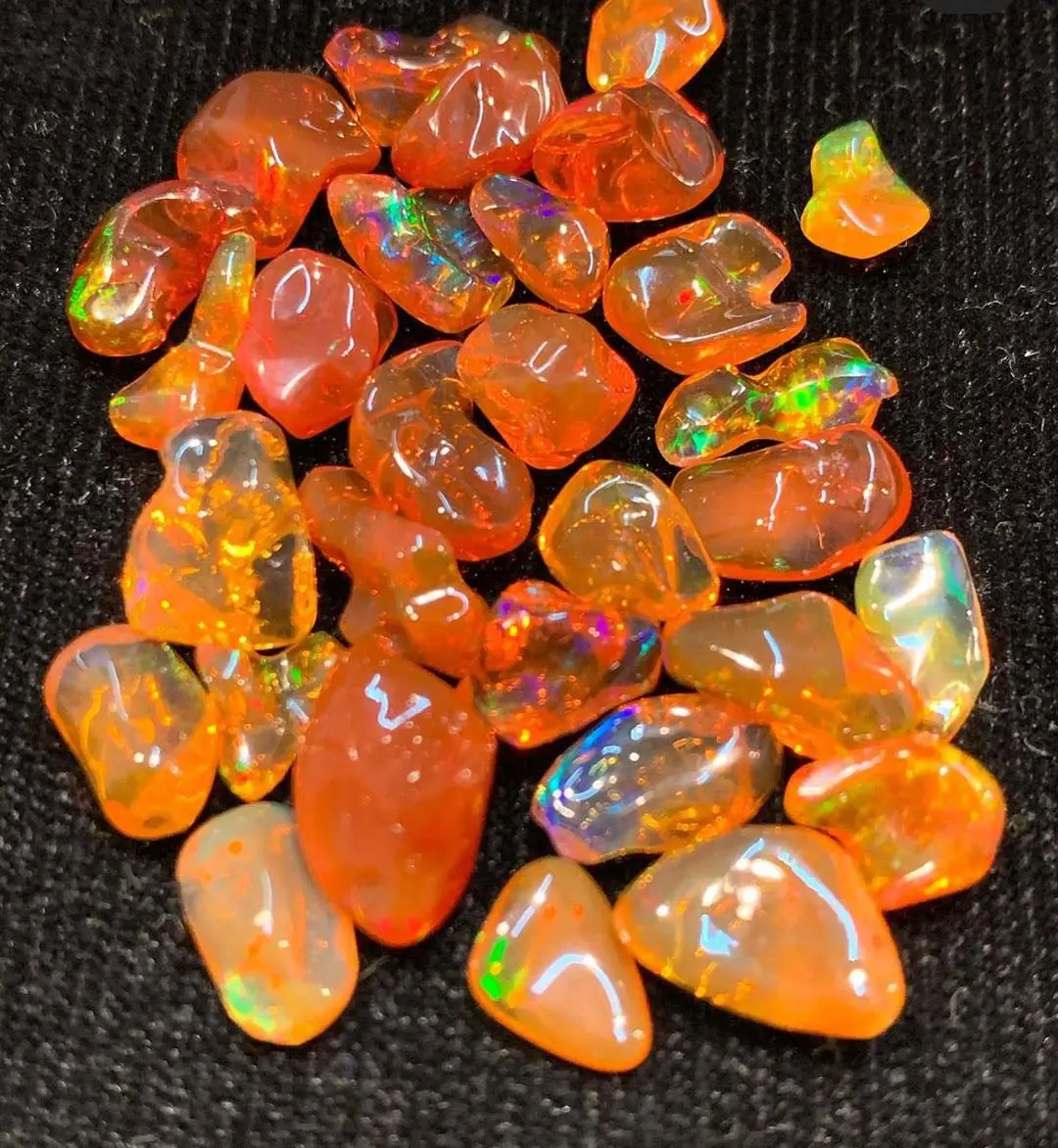 Kualitas Terbaik warna terbaik alami Etiopia oranye opal batu permata kasar ledakan batu Super baru untuk perhiasan pembungkus kawat