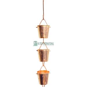 Chaîne de pluie en cuivre pur avec bassin, longue, 8.5 pieds, en métal, décoration de jardin, maison en plein air - Product Image 1
