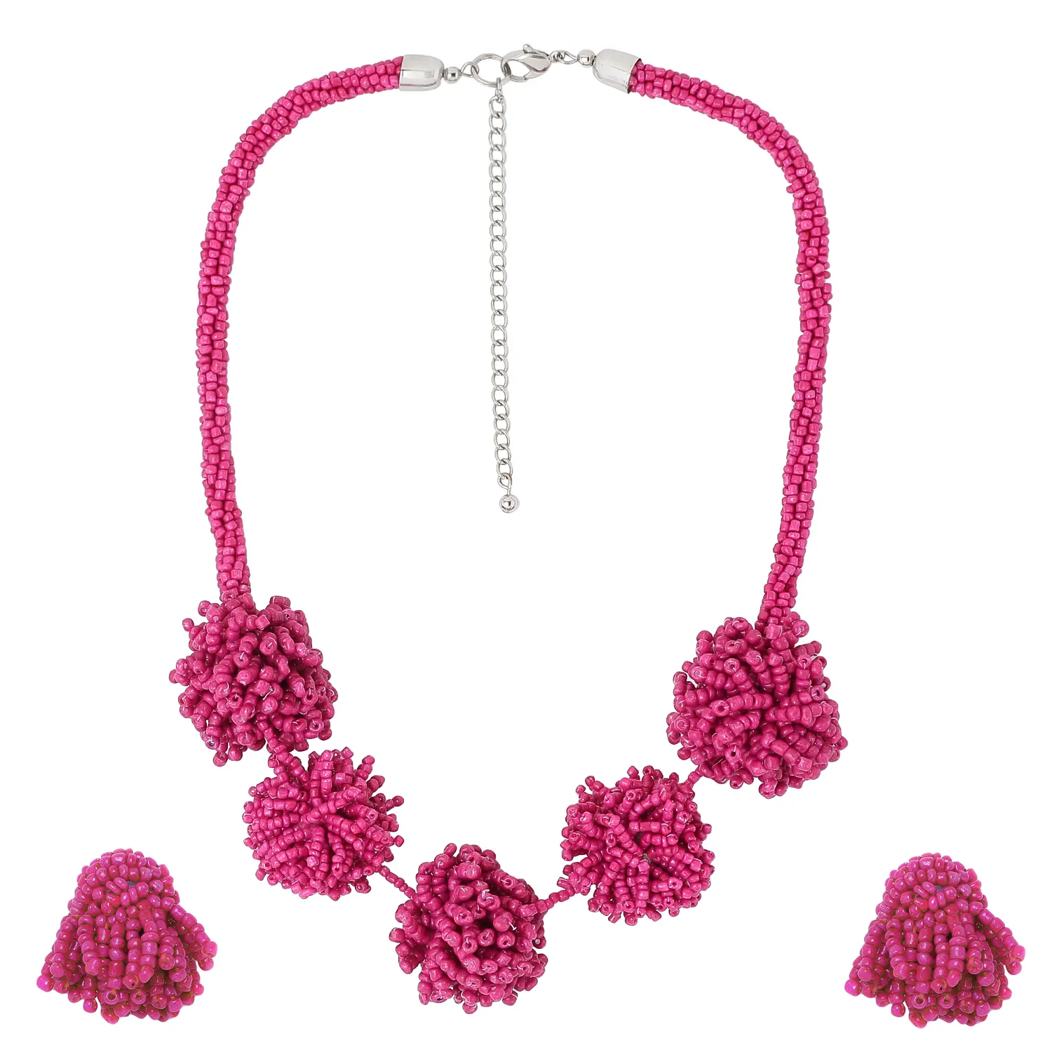 Royal look Flower Beaded Necklace mit Earrings // Bead Necklace für mädchen und frauen// Handmade Jewellery