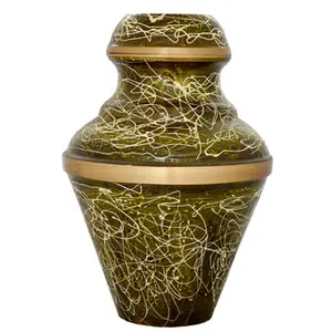 Handmade Customized Enameled Embossed Urn Brass Cremation Urns With Multiple Designs