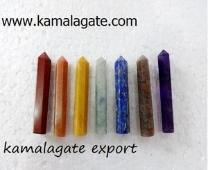 Ensemble de pierres précieuses naturelles agate à 7 chakras, pierre semi-précieuse sculptée dans le style de mascotte pour la guérison des chakras - Product Image 3