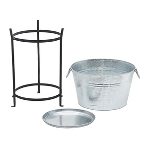 Virgin Craft LFGB Certified Eco-Friendly Large <b>Galvanized</b> Steel Beverage Party <b>Tub</b> Iron Stand for Cooler Wine Holders (American - Product Image 3