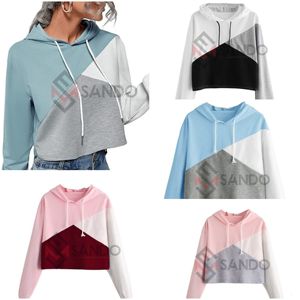 เสื้อฮู้ดแบบสวมศีรษะของผู้หญิง,เสื้อครอปท็อปมีฮู้ดตัดและเย็บโลโก้แบบเฉพาะปี2022 - Product Image 6