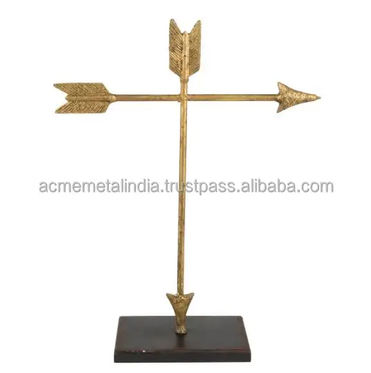 Jewelry Pendant Stand Cross Arrow Design Gold Plated With Black Base Jewelry Stand For Wedding and Event Usage