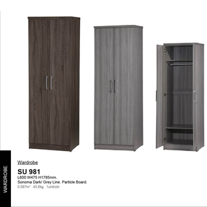 Solid 2 Door Wooden Wardrobe Cabinet Mirror Particle Board <b>Storage</b> Living High Durability JPS SU981 Home Bedroom Office Malaysia - Product Image 1