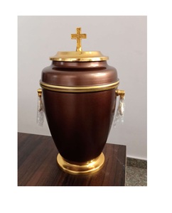 Urne funéraire en métal blanc de fer avec croix d'or - Product Image 6