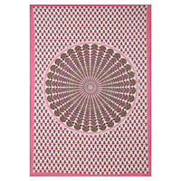 Drap de lit double en coton à imprimé floral avec 2 taies d'oreiller, motif paon mandala, fait main, pour salon, par Indian Consigners